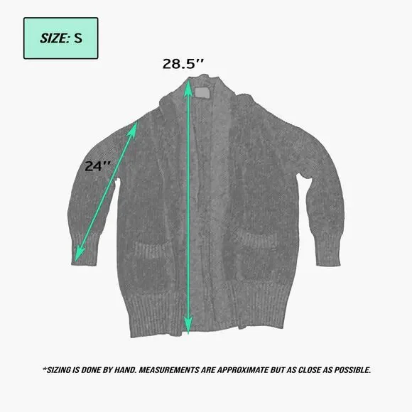 ACTIVE Unisex Long-Sleeve Chunky Ribbed Knit Open Cardigan (Black | Size S) - Picture 6 of 6